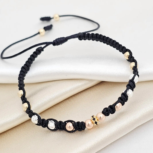 Pulsera Gold Balines Surtido # 4 Circonia Negra