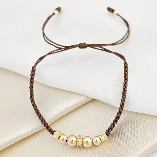 Pulsera Gold Cierconia Cristal Balin #5-4 Cafe