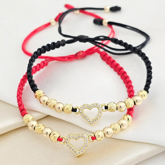 Pulsera Gold Duo H. Zirclover #4 Negra Y Roja