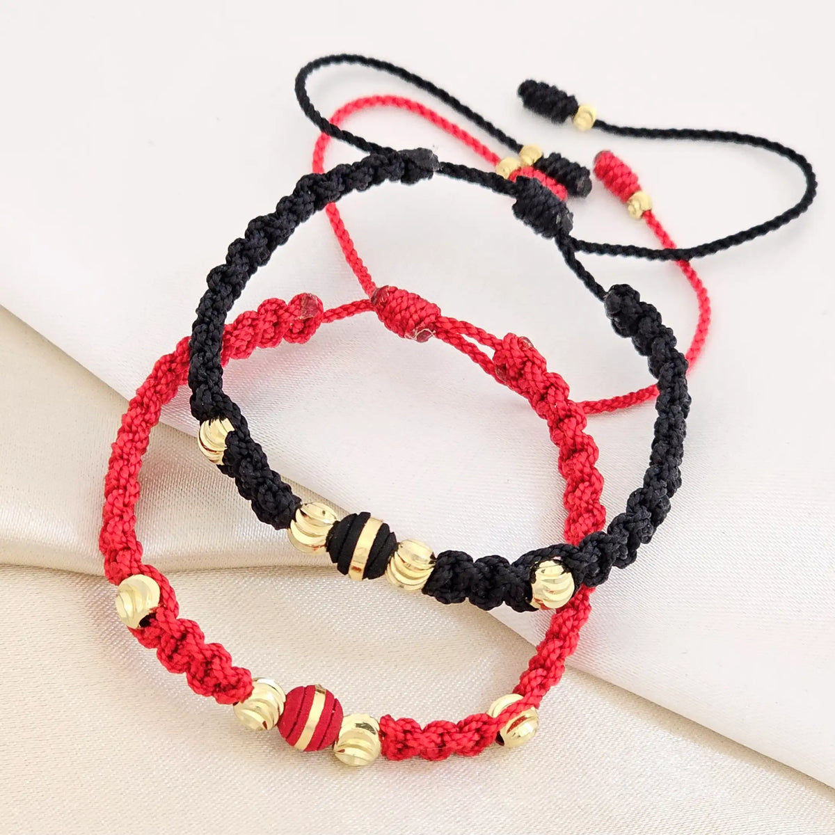 Pulsera Gold Duo Italiano# 5 , # 3 Negra Roja
