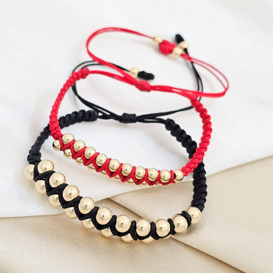 Pulsera Gold Duo Multibalin # 4 # 5 Negra Y Roja