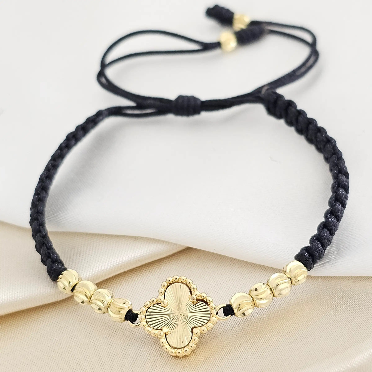Pulsera Gold H. Clover Sol - Italy #4 Negra