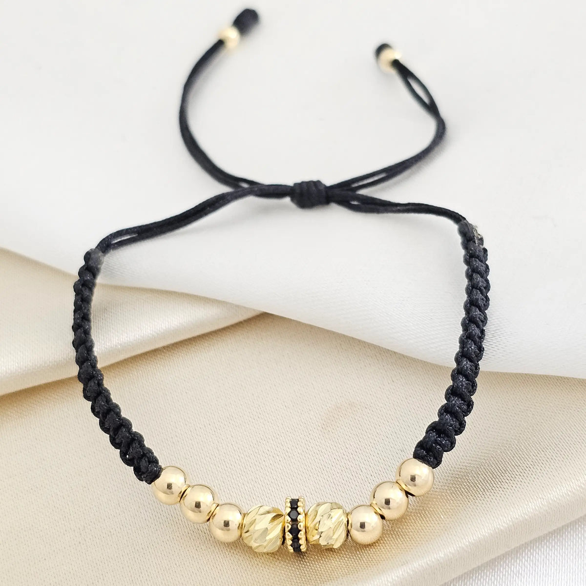 Pulsera Gold H. Rondel Circonias Italy #5 Dorado #4 Negro