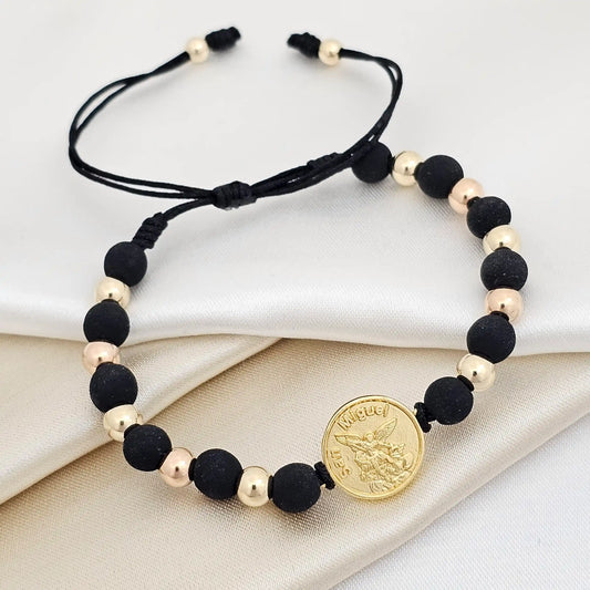 Pulsera Gold H San M Arcangel # 5 Negra