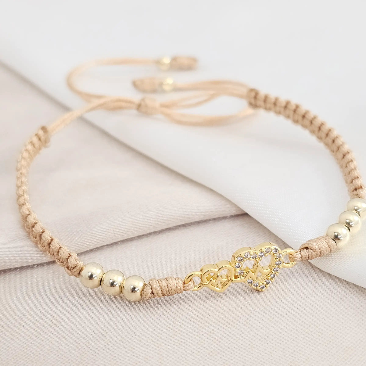 Pulsera Gold Herraje Beatly #4 Macrame Beige