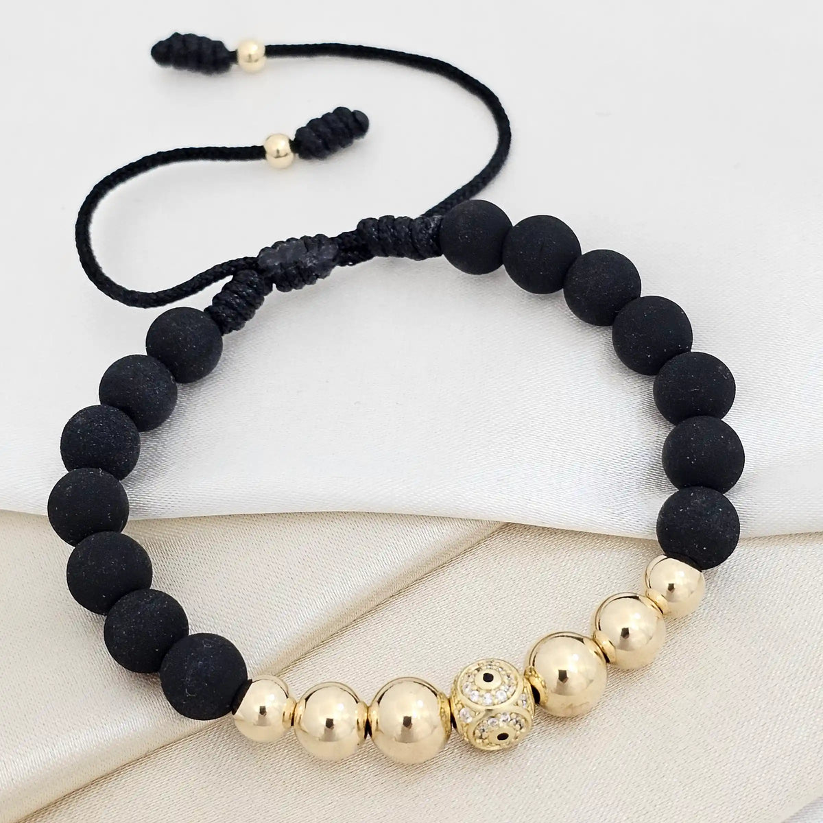 Pulsera Gold Herraje Bola Fuego # 4,6,7,8 Negra