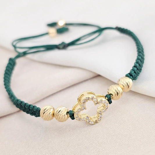 Pulsera Gold Herraje Clover Italy It #5 - 4 Verde