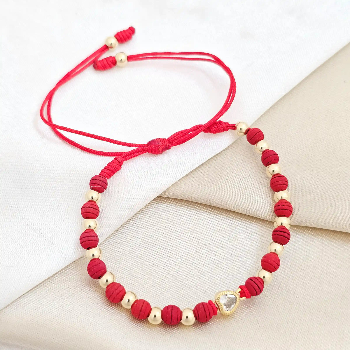 Pulsera Gold Herraje Corazon Mini # 4 Roja