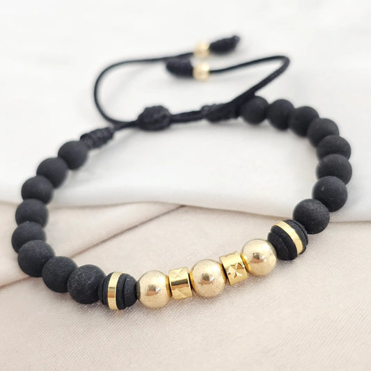 Pulsera Gold Herraje Cuadrado # 6 Negra