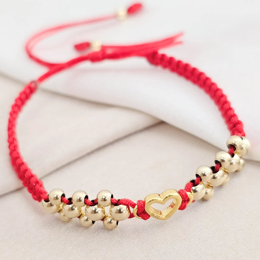 Pulsera Gold Herraje Lovix Tres Carriles Macrame #4 - 3 Roja