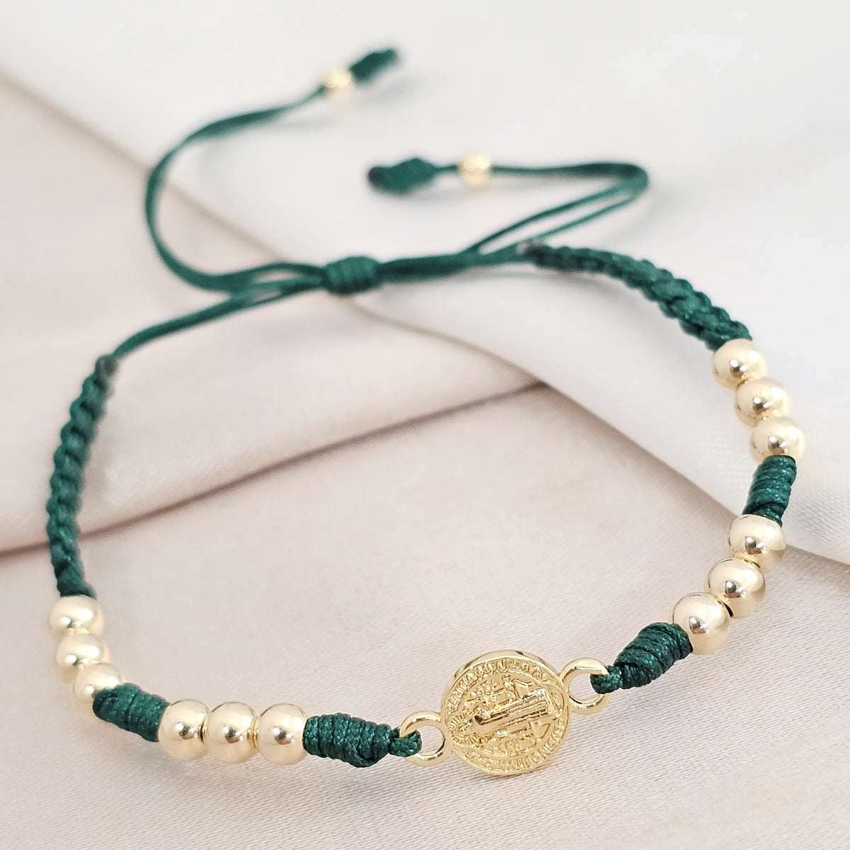 Pulsera Gold Herraje San Benito 8 Mm #4 Verde