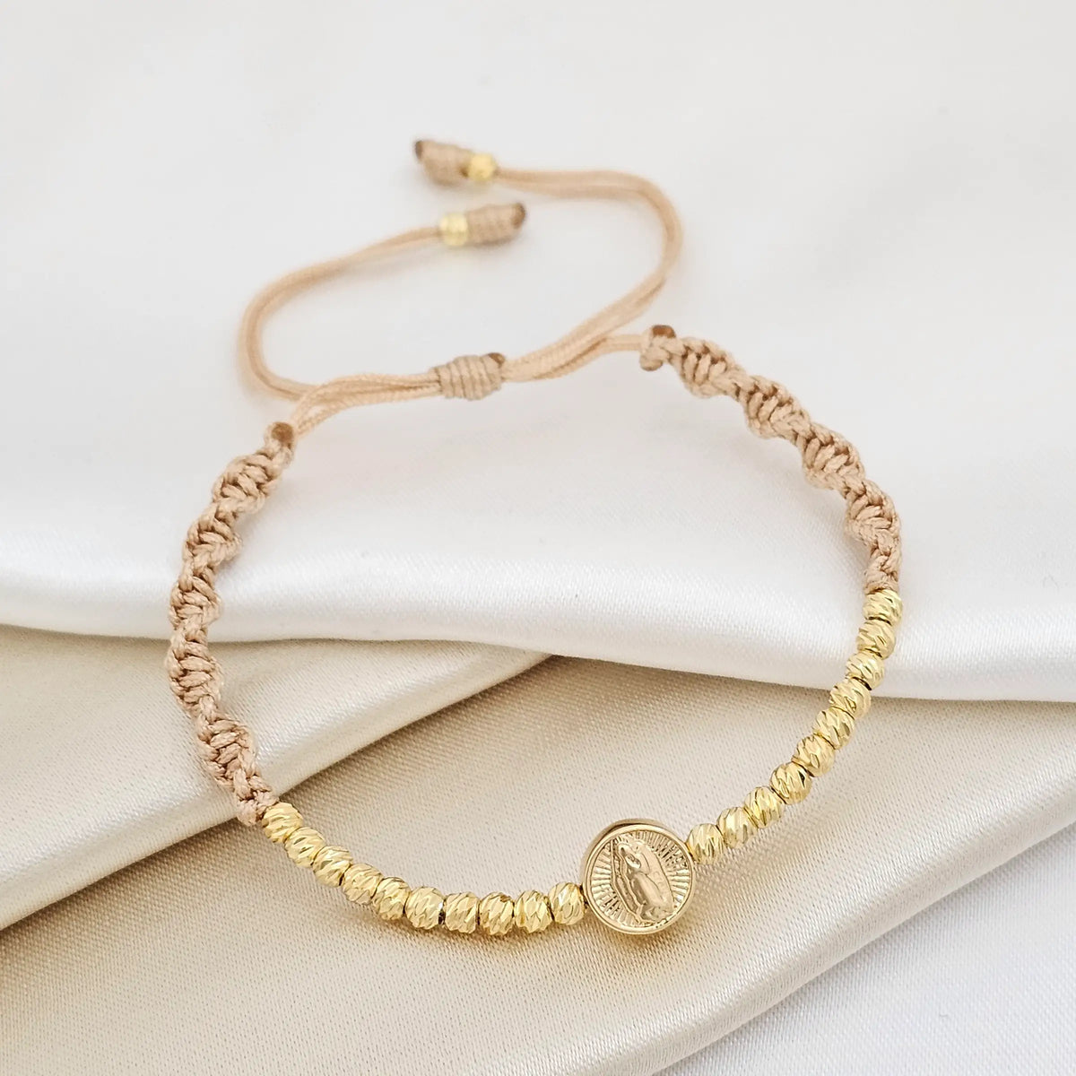 Pulsera Gold Italy # 3 Herraje Rosa Guadalupe Beige