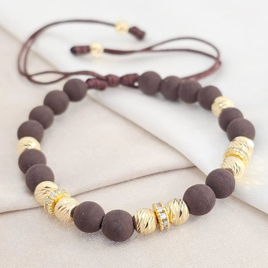 Pulsera Gold Italy It # 5 - 4 Herraje Rondel Cristal Cafe