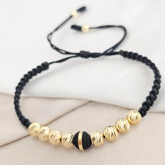 Pulsera Gold Italy It #5 Neopreno Macrame Negra