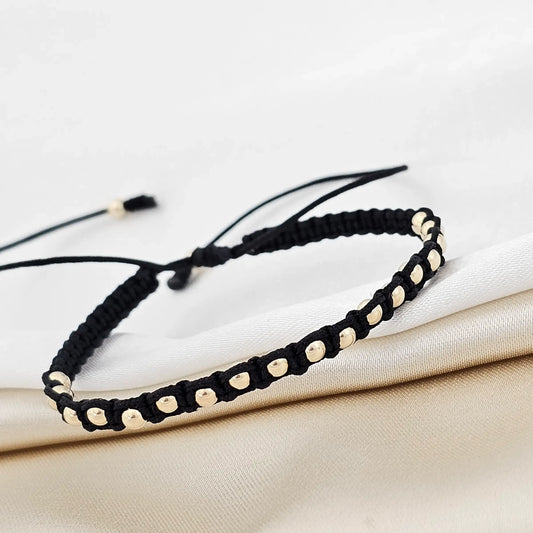 Pulsera Gold  Macrame  #3 Negra