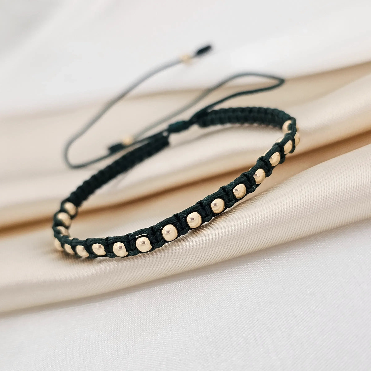 Pulsera Gold Macrame # 3 Verde Militar