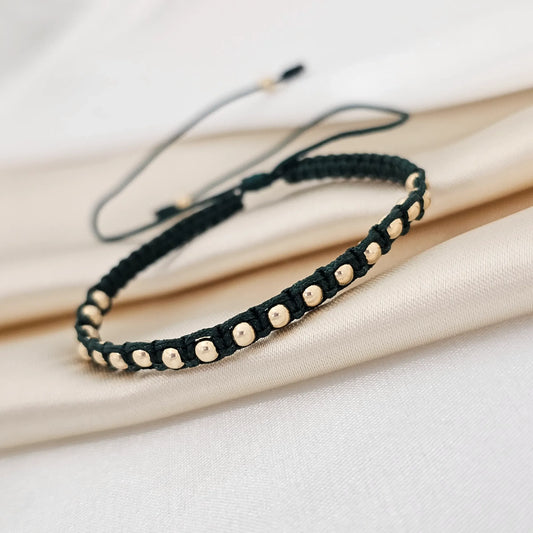 Pulsera Gold Macrame # 3 Verde Militar