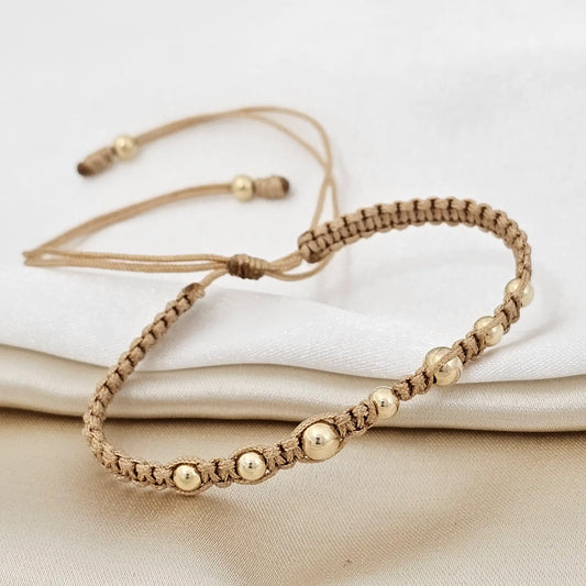 Pulsera Gold Macrame  # 4 # 5  Beige