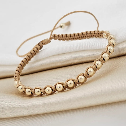 Pulsera Gold Macrame # 4 Beige