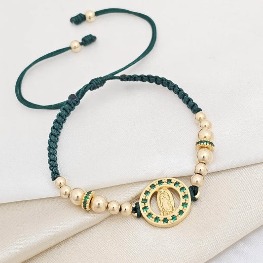 Pulsera Gold  # 4 H Virgen Guadalupe Verde