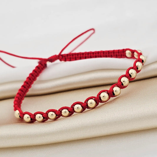 Pulsera Gold Macrame # 4 Roja
