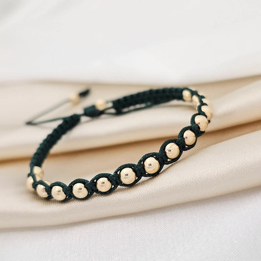 Pulsera Gold Macrame  # 4 Verde Militar