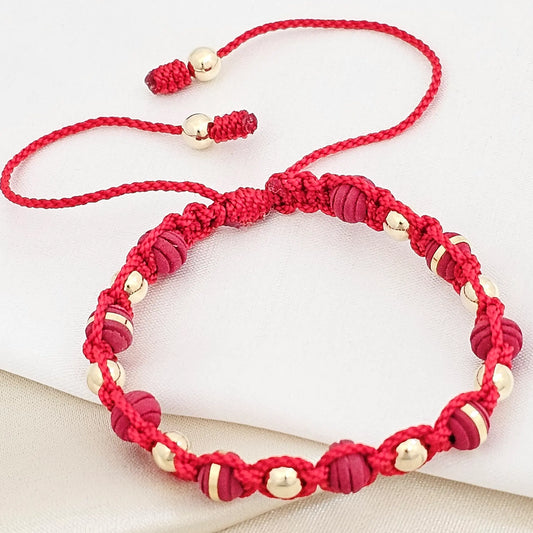 Pulsera Gold Macrame #5 / Clasica Neop Roja