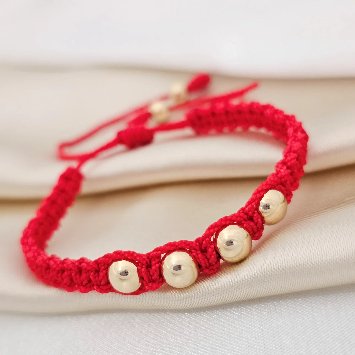 Pulsera Gold  Macrame  #6 Roja