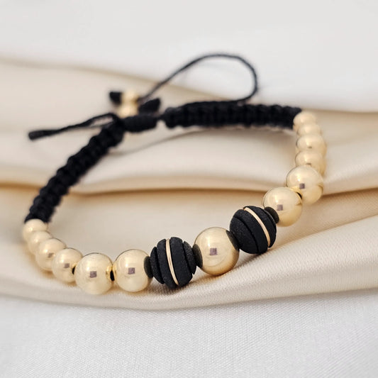 Pulsera Gold Macrame  Balin # 8-7-6-5 Negra