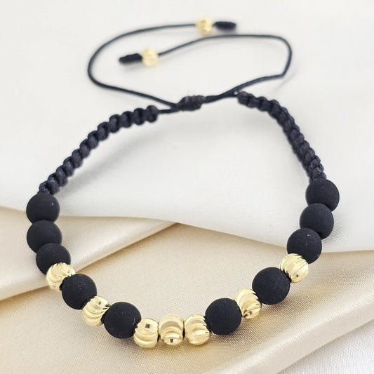 Pulsera Gold Macrame Balin Italiano #5-4 Negro