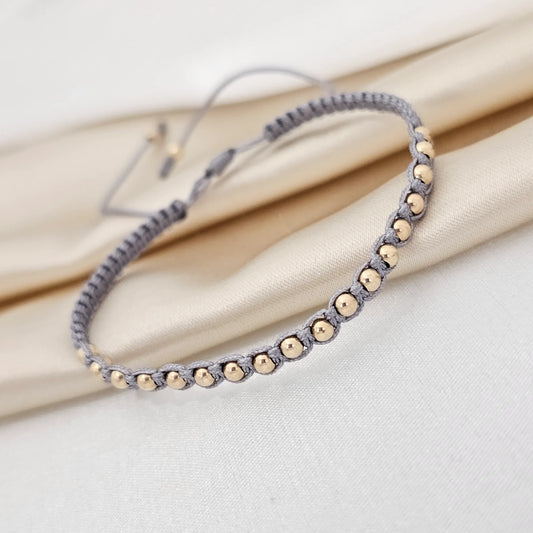 Pulsera Gold Macrame # 3 Gris