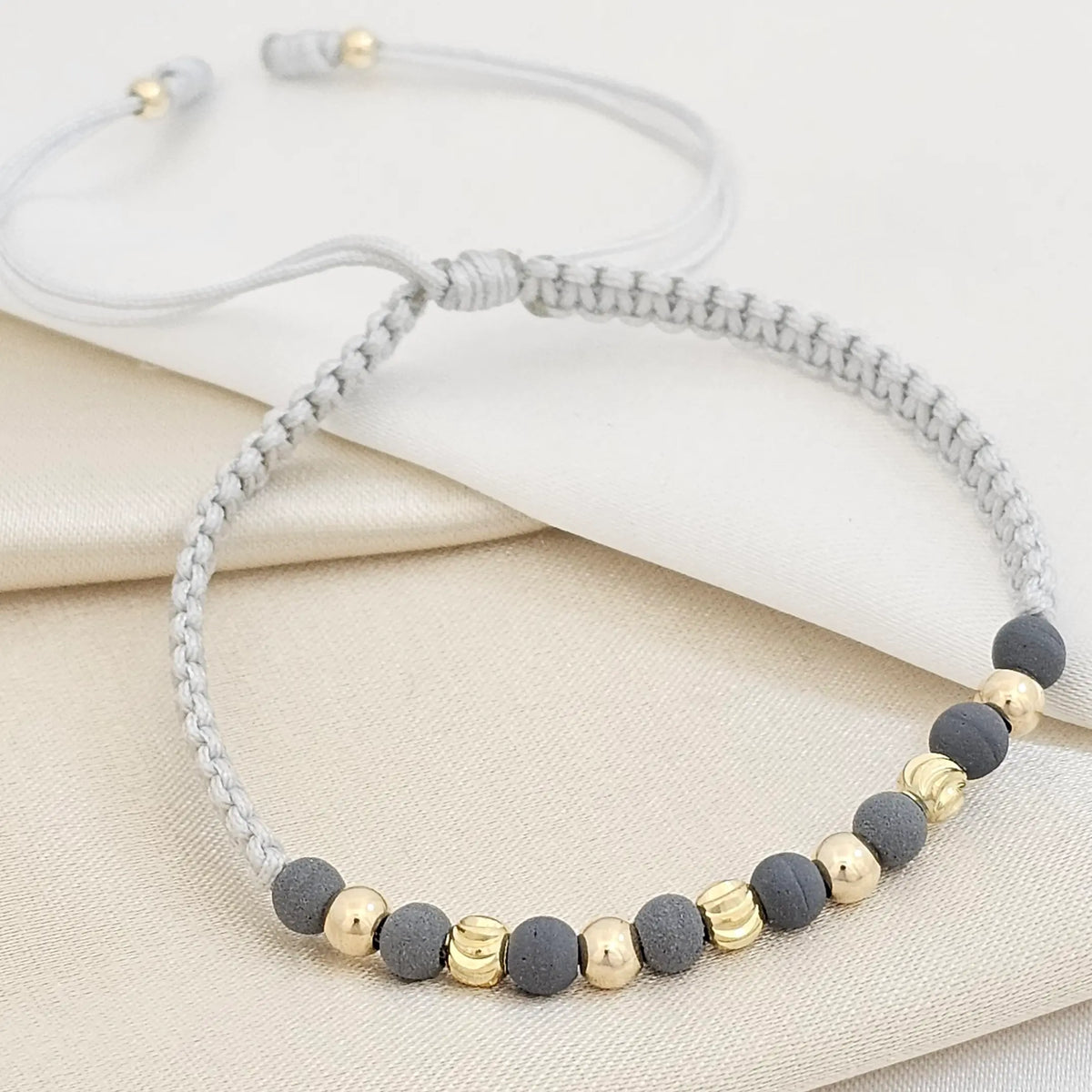 Pulsera Gold Macrame Gold #4 Liso / B.Italiano #4 Gris