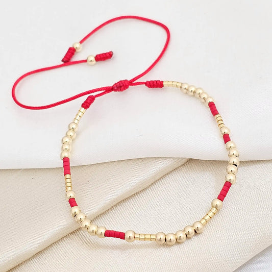 Pulsera Gold Miyuki #3 Roja 31 Balines