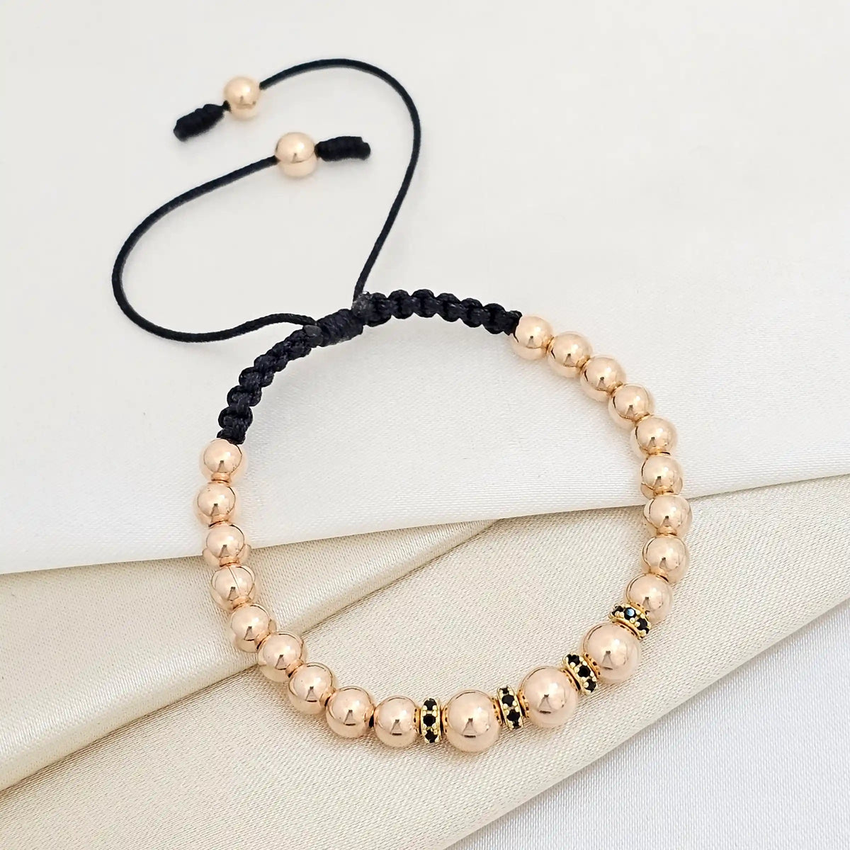 Pulsera Gold Rosa # 5 , #6 Circones Negros