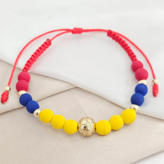 Pulsera Gold Seleccion Colombia Herraje Balon De Futbol #4 - 3 Roja
