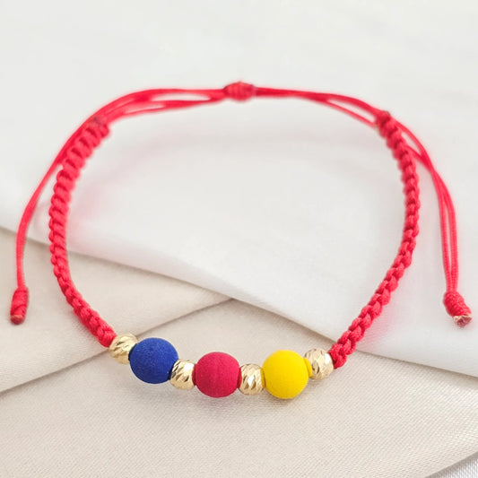 Pulsera Gold Seleccion Colombia Macrame Italy It #4 Roja