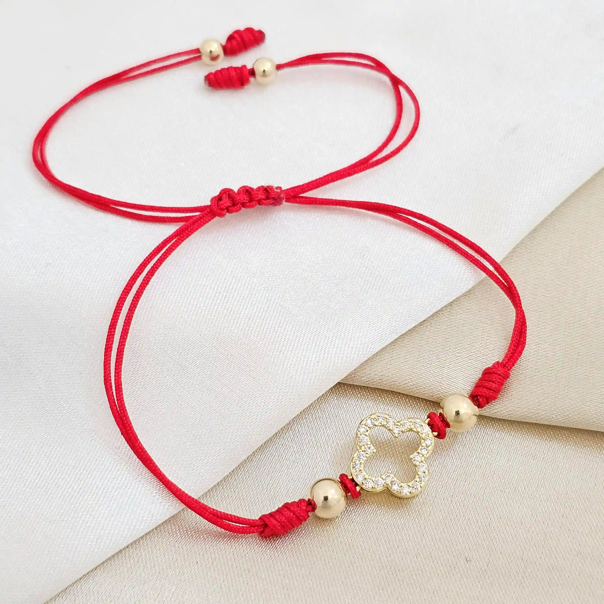 Pulsera Gold Sencilla # 5 Herraje Clover Roja