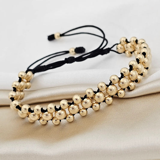 Pulsera Gold Tres Carriles  #5- 4 Negra