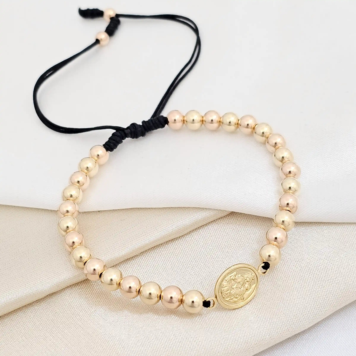 Pulsera Gold Virgen Del Carmen Negra