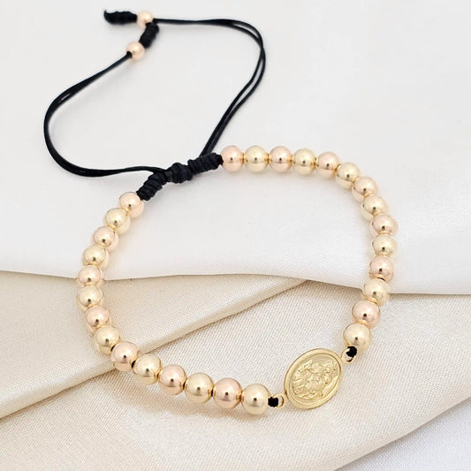 Pulsera Gold Virgen Del Carmen Negra