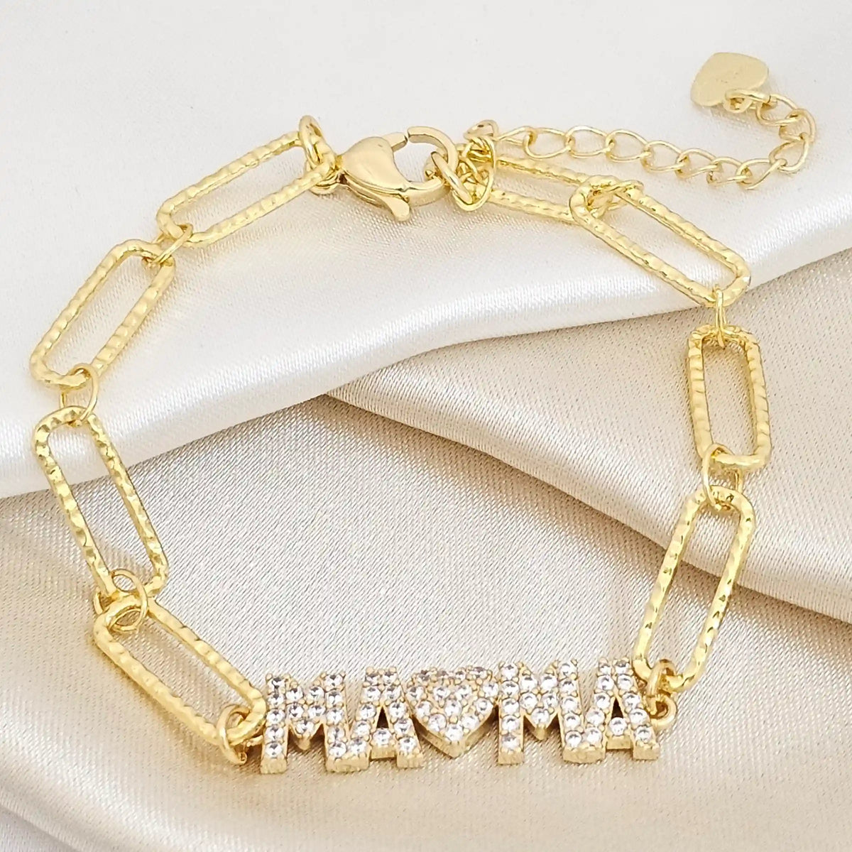 Pulsera Mama Con Corazon Extensor Dorado Rf K5556