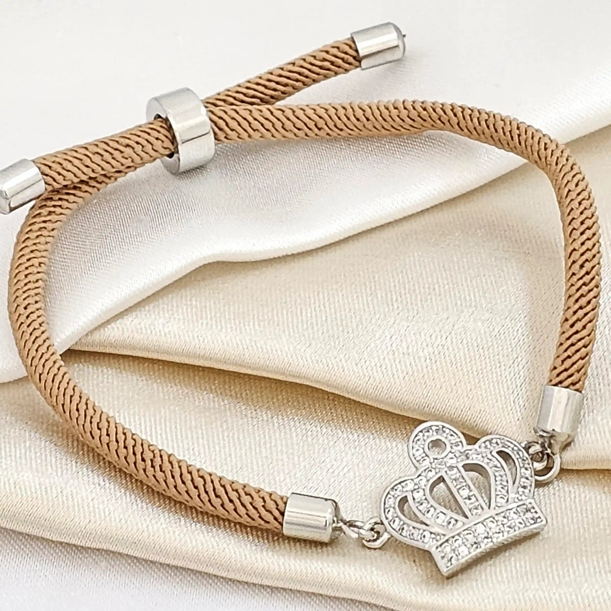 Pulsera Marron C/ Herraj Corona Plat
