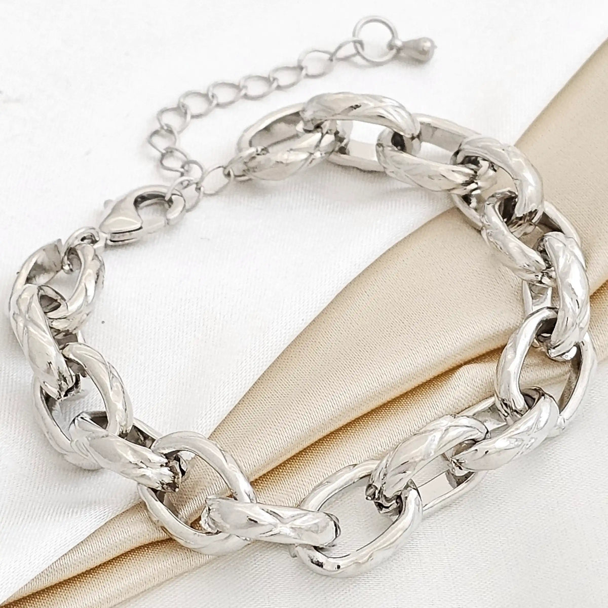 Pulsera Plateado Cadena Rf K1694