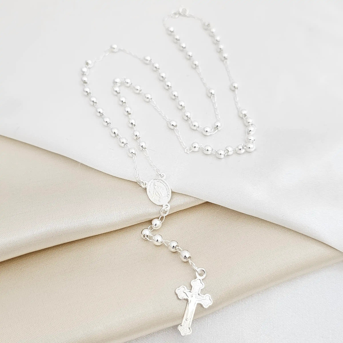 Rosario Milagrosa 55 Cms Plata 925 Rf B/S-95002