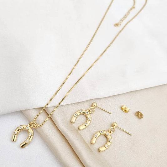 Set Cadena Y Topo Herradura Circones Dorado Rf K5306