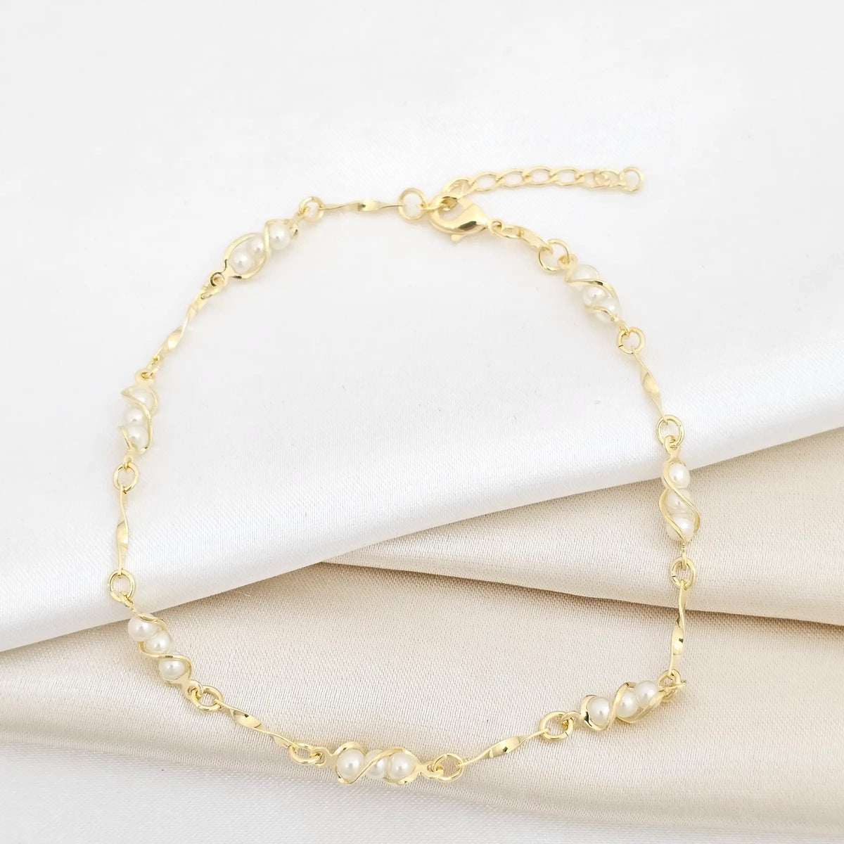 Tobillera Perla 23 Cms + Extensor Lam 18K Rf B/54119