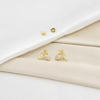 Topo Abeja Con Corazones Y Circones Dorado Rf K6515