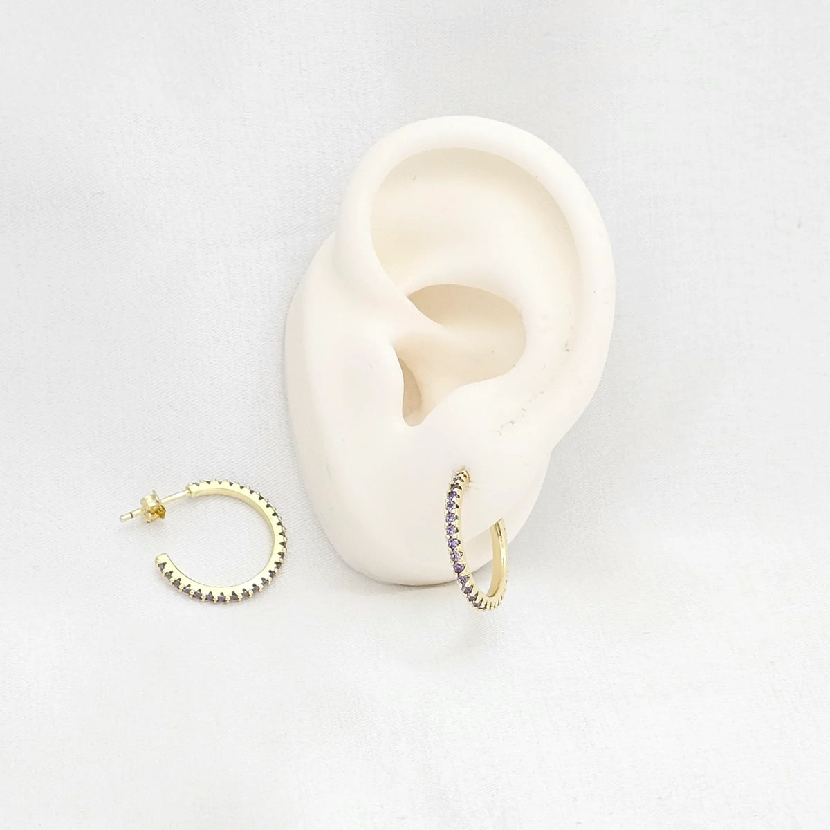 Topo Aro Dorado Circones Lila Rf K6639