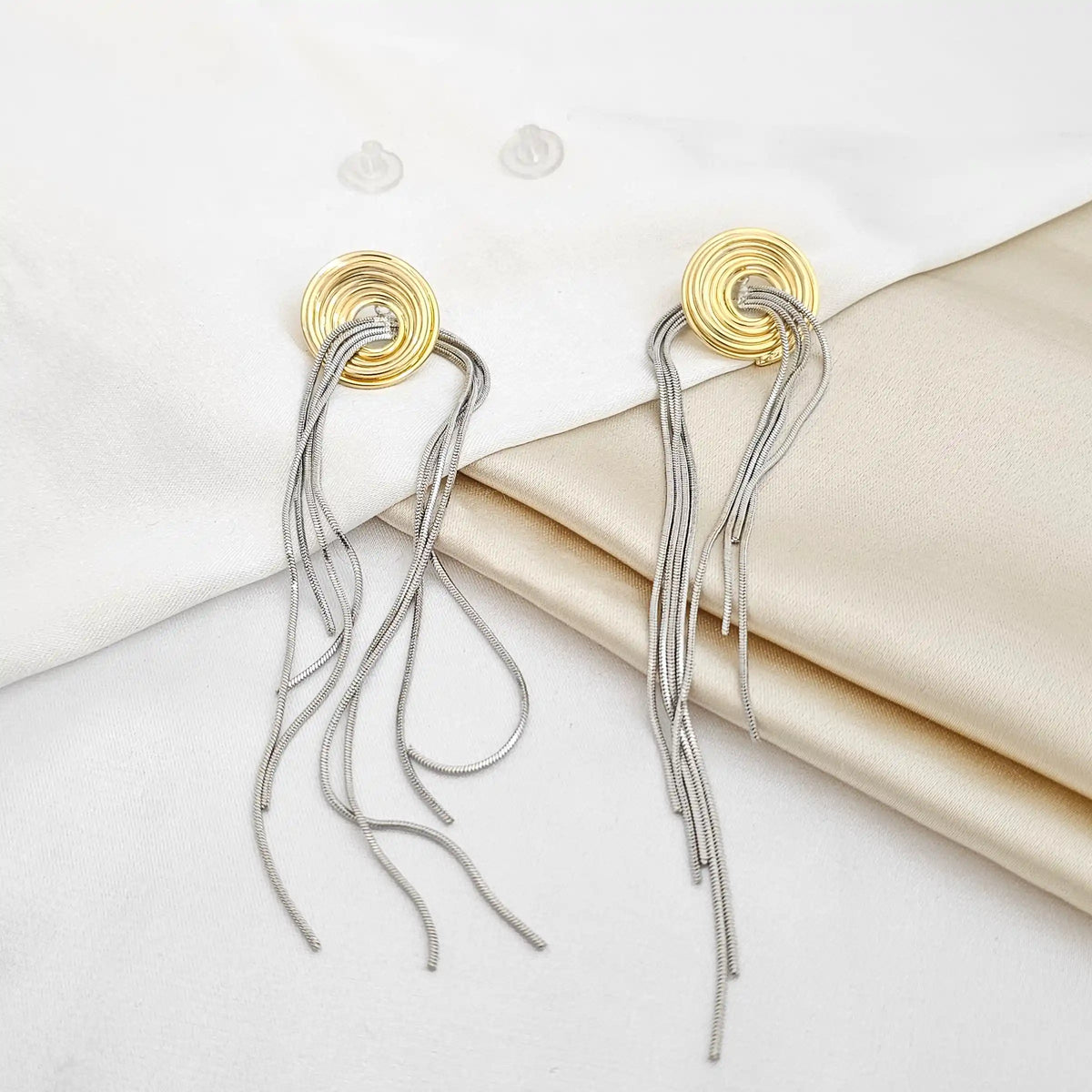 Topo Aros Dorado Con Cadenas Plateado Rf K5215