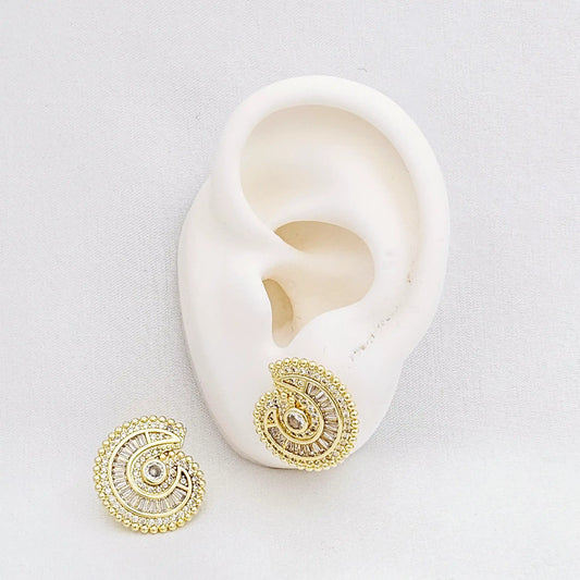 Topo Caracol Pequeño Dorado Circon Redondo Rf K7359